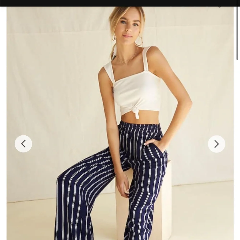 Forever21 wide legged pants maroon striped M - Picture 3 of 11